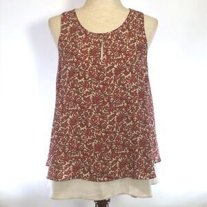 Loft Coral Beige Sleeveless Keyhole Neck Top